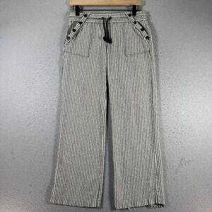 Rewind Linen Pants Womens 9 Black White Pin Stripe Straight Leg Comfort